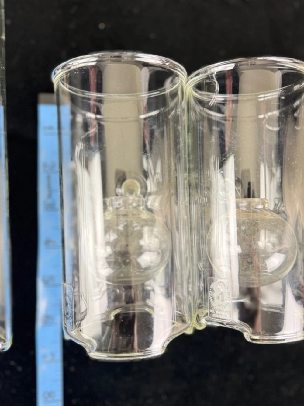 3 Wolfard Clear Glassblowing Hand Blown Classic Chamber Glass Oil Lamps 9 & 6 in